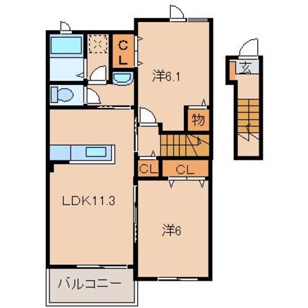 紀伊駅 バス10分  中黒北下車：停歩5分 2階の物件間取画像